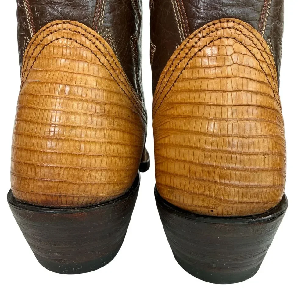 Nocona VTG Cowgirl Boots Women's 4B Lizard Skin Western Cowboy Boots Brown Tan